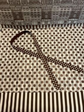 1 Yard of Authentic Henri Bendel Grosgrain Brown & White Polka Dot Ribbon
